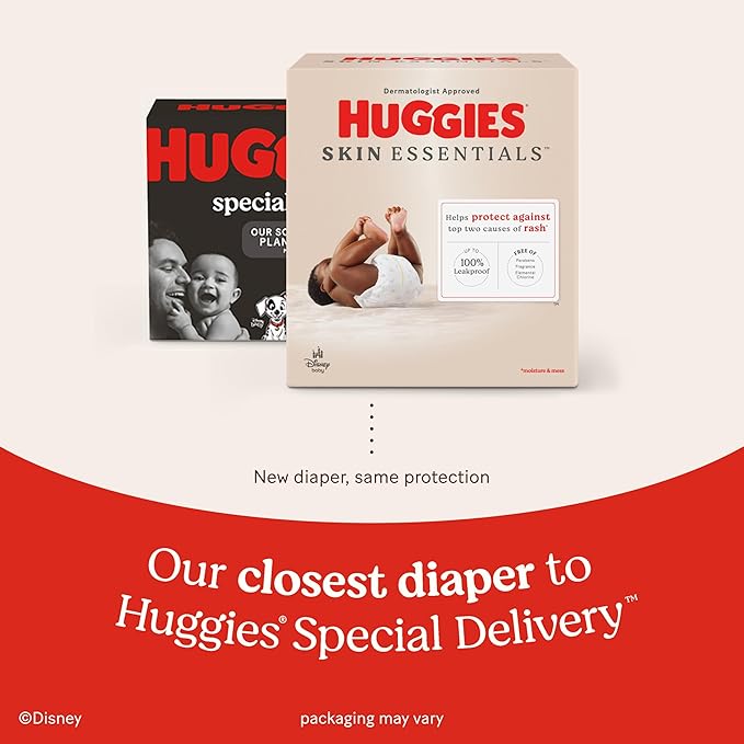 Huggies Size 4 Diapers, Skin Essentials Baby Diapers, Size 4 (22-37 lbs), 52 Count