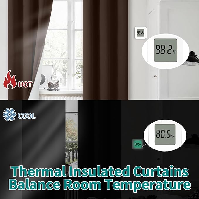 BGment Brown Blackout Curtains for Living Room 84 inch Length 2 Panels Set, Thermal Insulated Bedroom Curtains Soundproof Window Curtain Drapes, Each Grommet Curtains 42 Inch Wide