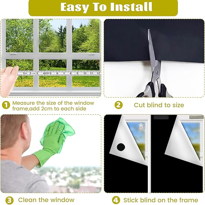 Magnetic Blackout Blind,100% Portable Blackout Curtain for Bedroom,No Drill Window Shades,DIY Cut Black Out Window Cover with Suction Cups and Magnetic Closure,2 Way to Put Up (118" x 57")
