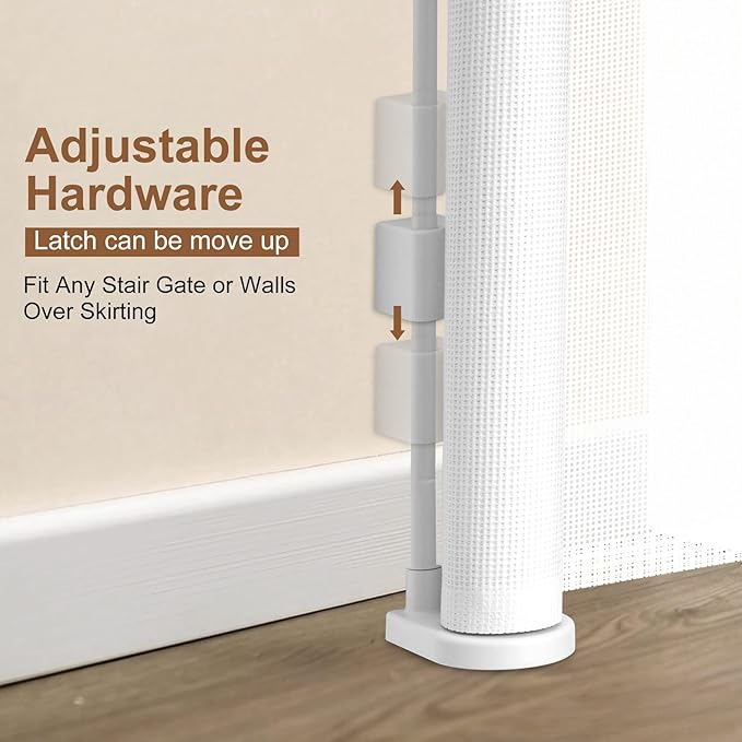 200 inch Retractable Baby Gates 37 inch Tall, Retractable Gate with Reinforced Strip Design to Prevent Crawling Through, 16 FT Outdoor Retractable Gates, Extra Wide Retractable Gate for Garage