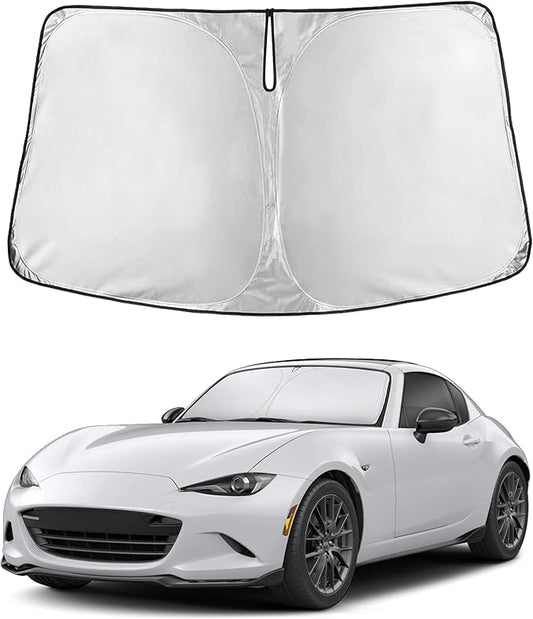 EcoNour Windshield Sun Shade Compatible for Mazda MX-5 Miata 2016–2024 2025 2026 | Convertible Front Window Sunshade | Foldable Sun Visor Cover | UV & Heat Blocking Protection