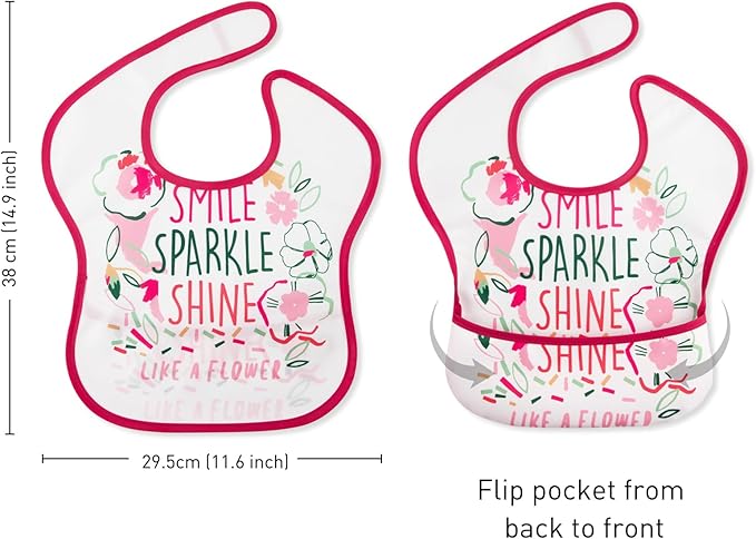 CIVARUA KIDS 3-Pack Waterproof Baby Bibs for Eating - Mess Proof Lightweight Toddler Feeding Bibs with Large Food Catcher