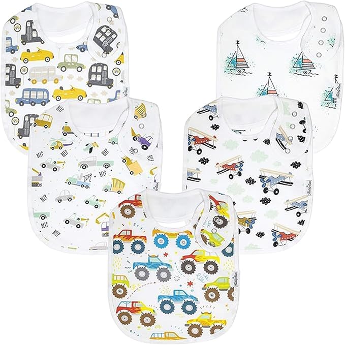 KiddyStar Organic Cotton Baby Bibs for Boys & Girls – Soft, Absorbent Teething & Drool Bibs - Adjustable Snaps for Toddlers
