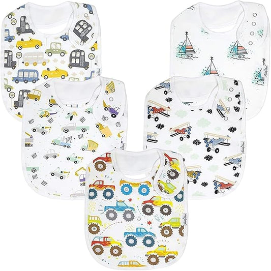 KiddyStar Organic Cotton Baby Bibs for Boys & Girls – Soft, Absorbent Teething & Drool Bibs - Adjustable Snaps for Toddlers