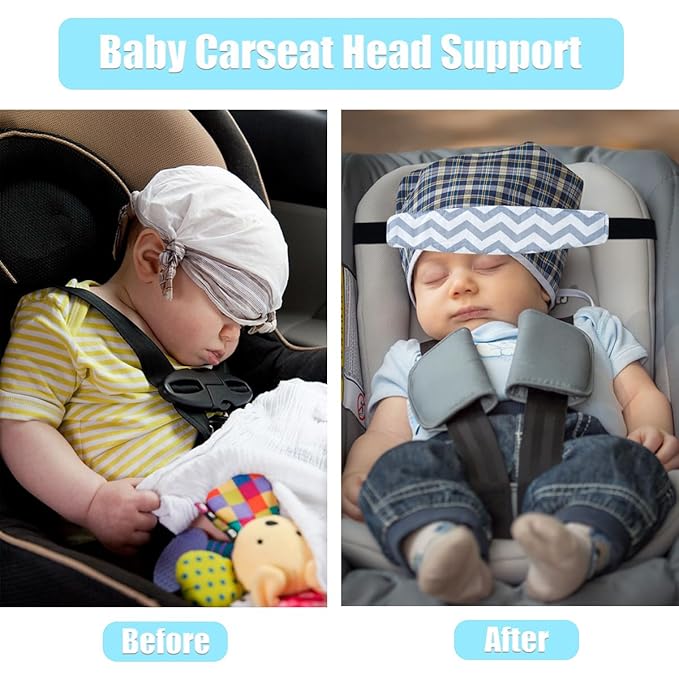 2 Pcs Baby Head Support Band for Stroller Car Seat Pillow Support Head Holder Belt for Kids Children Toddler Infant Sleeping Traveling(Grey)