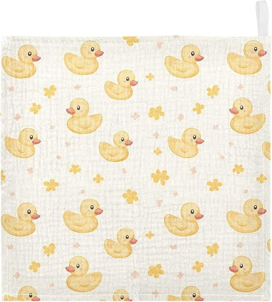 vvfelixl Cute Yellow Rubber Ducks Baby Burp Cloths Baby Muslin Washcloths for Boys Girls Cotton Babys Face Towel for Newborn Infants Soft and Absorbent 11.8 X 11.8 in, 5 Pack