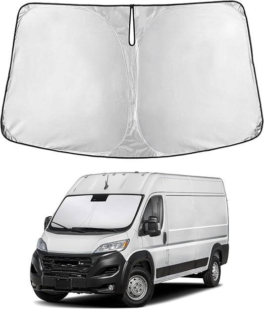 EcoNour Windshield Sun Shade Compatible for Dodge Ram ProMaster 2014–2026 | Van Front Window Sun Visor Protector | Foldable 4-Layer Sunshade | Blocks UV Rays & Keeps Cabin Cooler