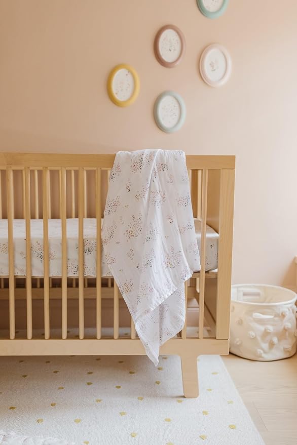 Pehr Crib Sheet, Flower Patch | Breathable Brushed Organic Cotton for Soft Sleep | Fits Standard Crib Mattresses up to 52”L x 28”W x 8”H