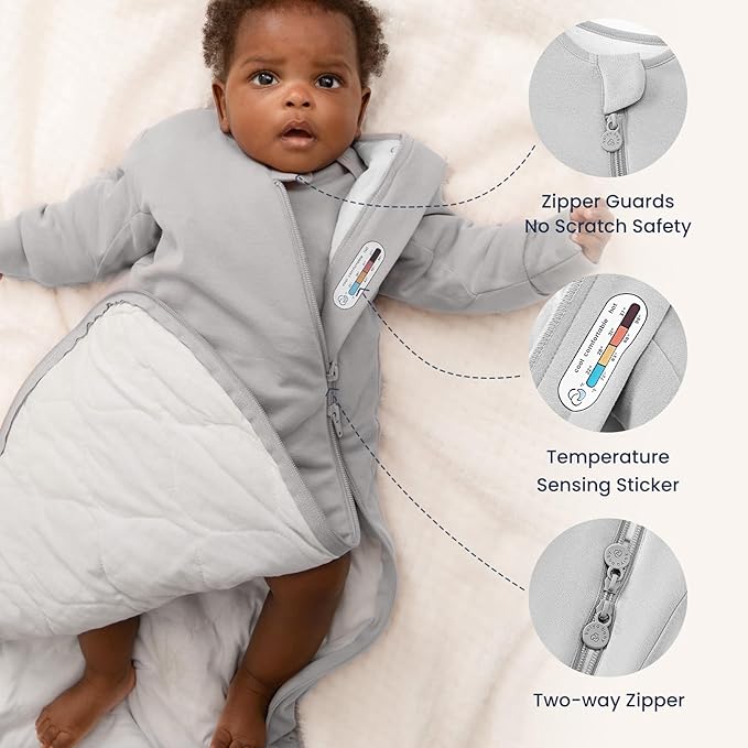 Unisex Sleeping Bag for Babies and Toddlers 1.0 Tog Sleep Sack 6-18 Months, Newborn Sleep Sack, Wearable Blanket Baby, One Piece Long Sleeves, Gifts for Baby