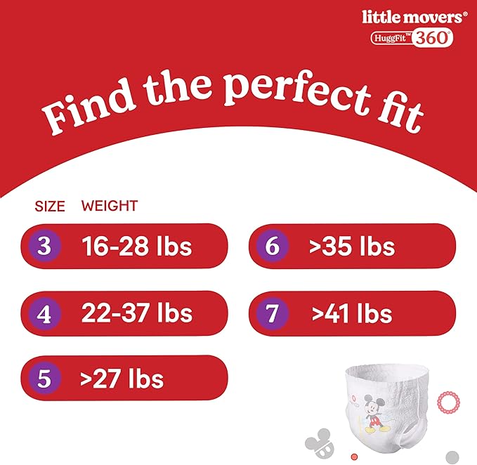 Huggies Size 3 Baby Diapers, Little Movers HuggFit 360° Baby Diapers with 360° Waistband, Size 3 (16-28 lbs), 136 Count, Packaging May Vary