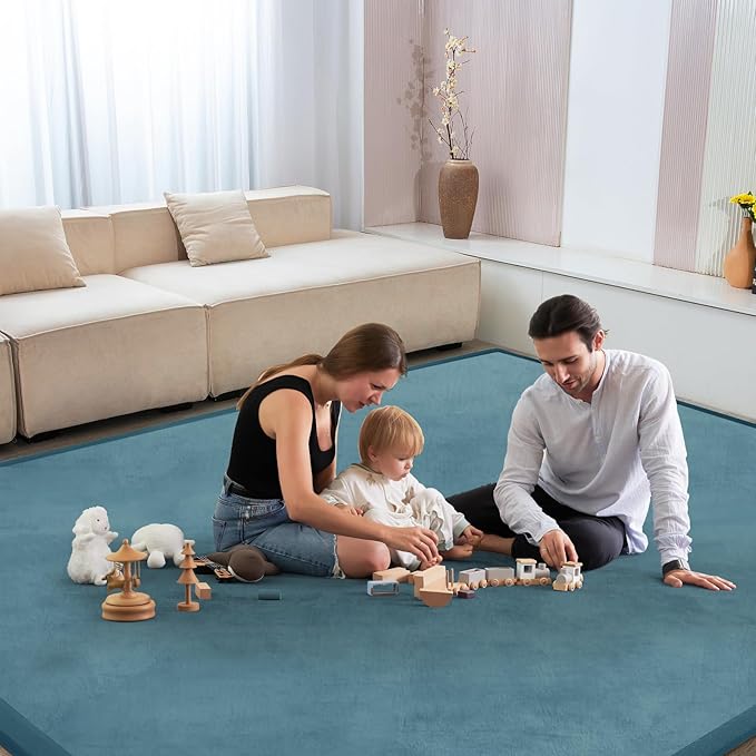 Baby Play Mat for Floor Tummy Time Mat Nursery Muscle Area Rug Playroom Rug Tatami 47"x47" Memory Foam 1.3" Thick Crawling For Babies,Toddlers, Infants, Kids,Floor(Green)
