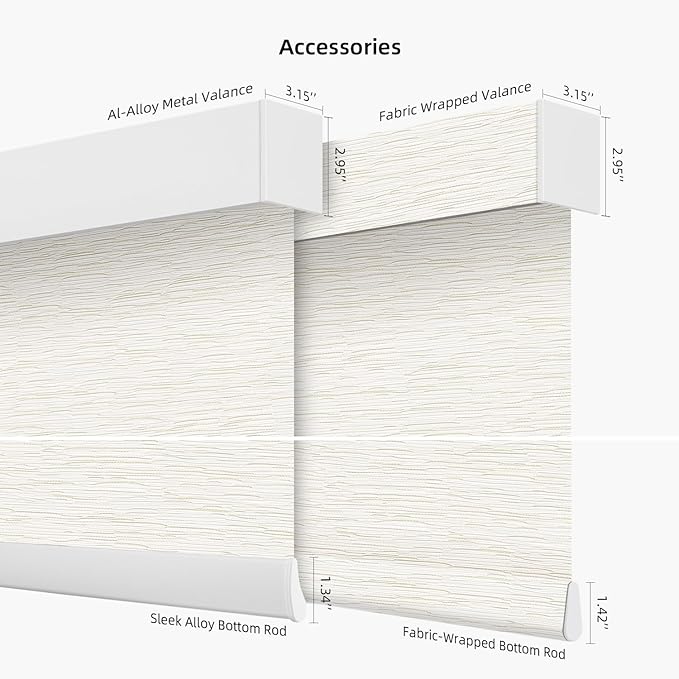 ZSTARR Motorized Smart Light Filtering Blind for Window with Remote Control, Automatic Blackout Roller Shade Customizable Size,with Valance Child Safety Rechargeable Battery Blinds (Light Beige)