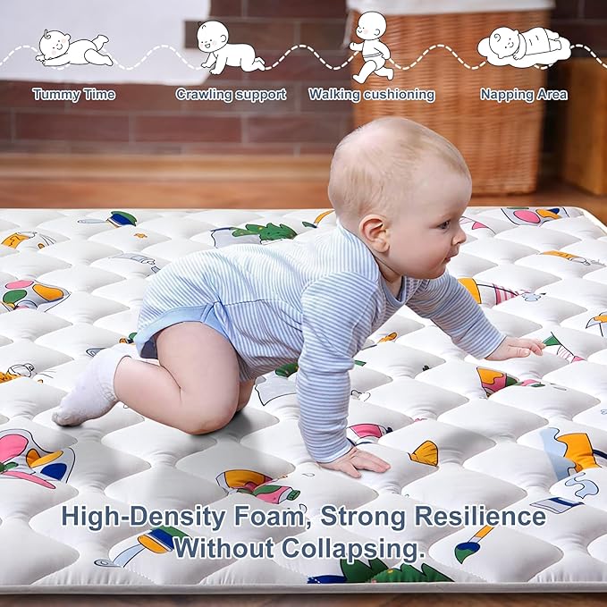 Baby Play Mat - 79" X 71",Premium Thicker Foam One-Piece Machine Washable, Extra Large Anti-Slip Soft Cushioning Foam Playmats for Babies and Toddlers, Foldable Baby Crawling Mat for Playpen