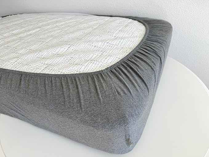 Dreamology Mini Crib Fitted Sheets,100% Cotton Crib Sheets for Boys, Girls,Mini Crib Mattress Sheet,Mini Crib Sheets, Pack and Play Sheets,38x24 Mini Crib Sheet Fitted | Grey and Silver Grey