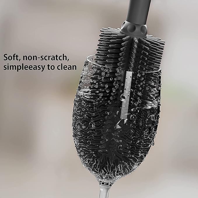 SUPPHOUS Long Silicone Bottle Cleaning Brush | 2 Pack| 16”+13”Water Bottle Brush Cleaner Brush for Hydro Flask,Glassware,Vacuum Sports Bottle&Vases,Silicone Water Bottle Cleaner Brush for Narrow Neck