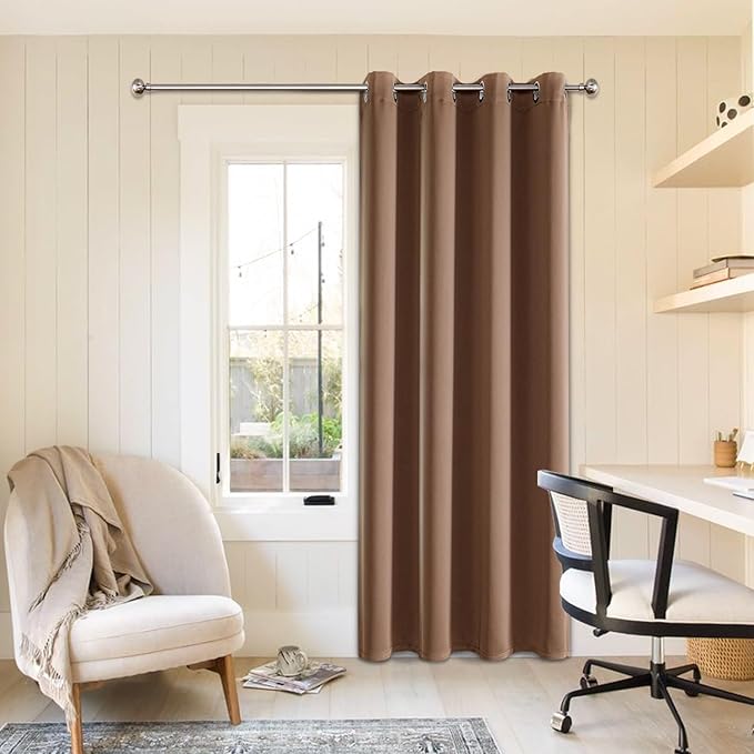 ChrisDowa Grommet Blackout Curtains for Bedroom - Thermal Insulated Room Darkening Curtains for Living Room (1 Panel Set, Cappuccino, 52W x 72L)