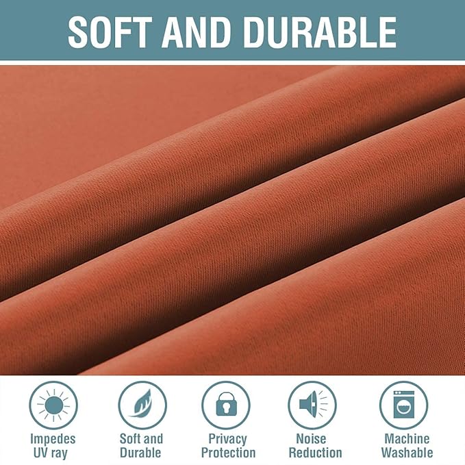 H.VERSAILTEX Full Blackout Curtain Shade Light Blocking Curtains 63 Inch Length Ultra Soft and Sleep Well Kids Room Curtains with 8 Grommets Each Panel - One Panel - Orange, 52" W x 63" L