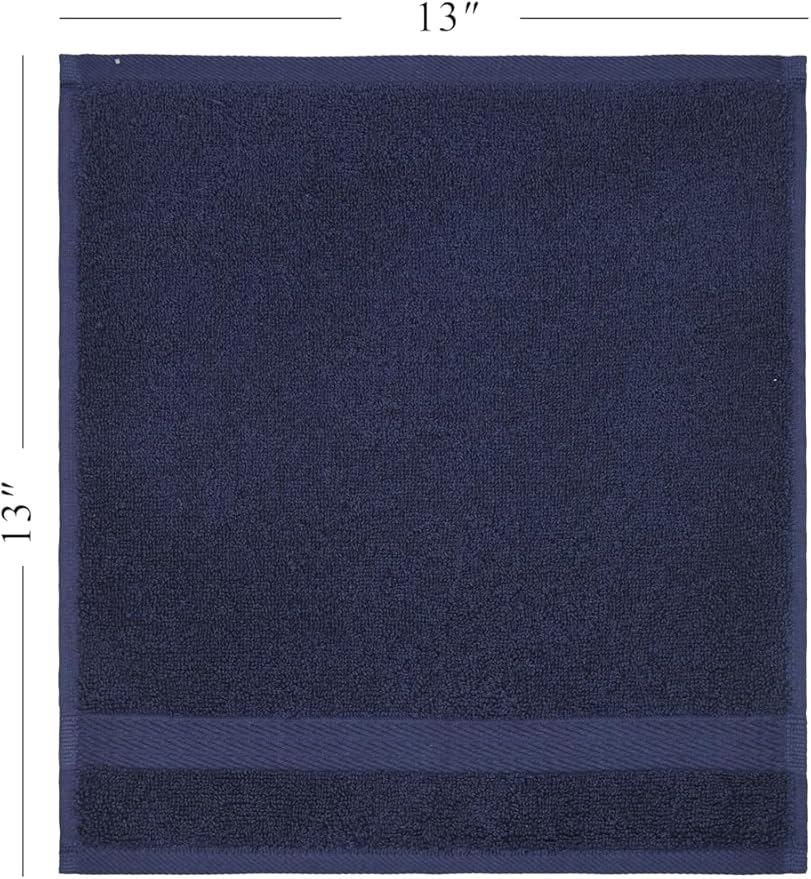 Ozdilek 6-Piece Washcloth Set 13x13 100% Turkish Cotton, 600 GSM, Soft, Gentle on Sensitive Skin, Multi-Purpose Use, Washable, Reusable, Ideal for Baby Care & Spa 6 Towels (Navy Blue)