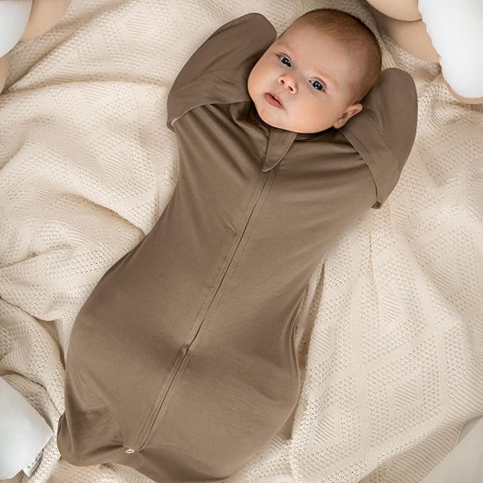 MEXXI Swaddle Baby Sleep Sack with Arms Up, Baby Transitional Swaddle with Double Zipper, 0.5 TOG, 8-13 lbs, M