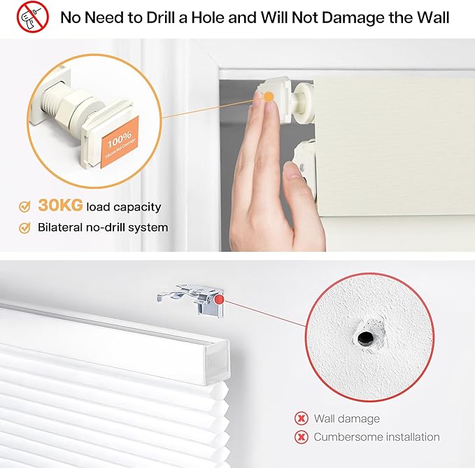 LazBlinds No Drill Blinds for Indoor Windows, Blackout Roller Shades, Cordless Window Blackout Blinds, Thermal Insulated Fabric UV Protection for Home and Office, 23" W x 48" H, Cream
