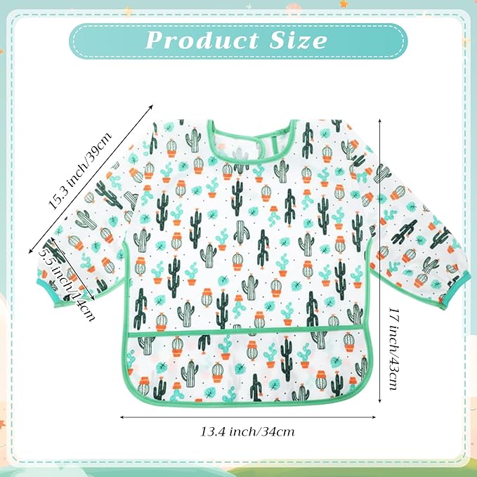 Tarpop Long Sleeve Bibs Infant Smocks Multi Pack Waterproof Soft Sleeved Bibs for Babies Toddler Eating Feeding
