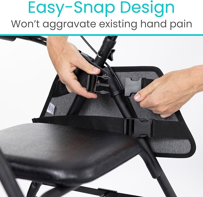 Vive Side Bag for Rollators, Wheelchairs, Walkers - Tote Organizer with Phone Pocket - Storage Travel Pouch - Small Hanging Stroller Accessories for Women, Men, Seniors - Non Slip Cup Holder