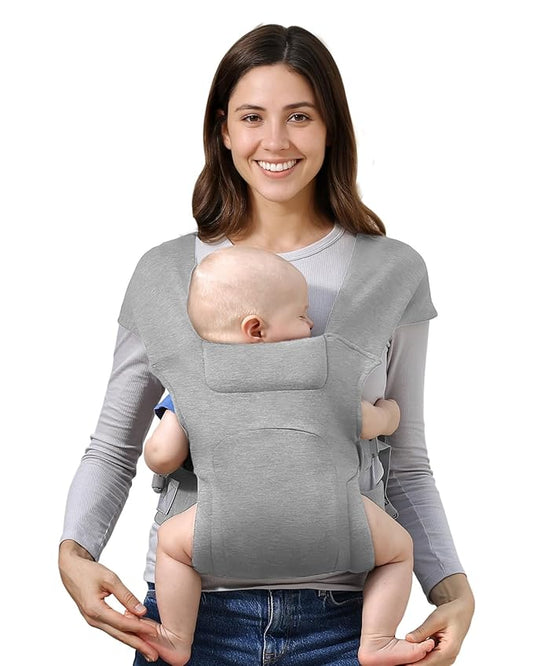 HEYVALUE Baby Carrier Newborn to Toddler(7-35lbs), Ergonomic Cross-Back Wraps with Adjustable Straps, Newborn Carrier with Effortless Put-On, Head Support for Hands-Free Comfort, Gray Leopard