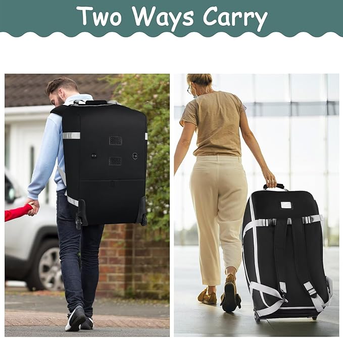Infant Car Seat Travel Bag Backpack for Airplane, Fits Doona Car Seat Stroller and Base, Padded Carseat Cover for Air Travel, Nuna Pipa Car Seat Travel Bag with Wheels