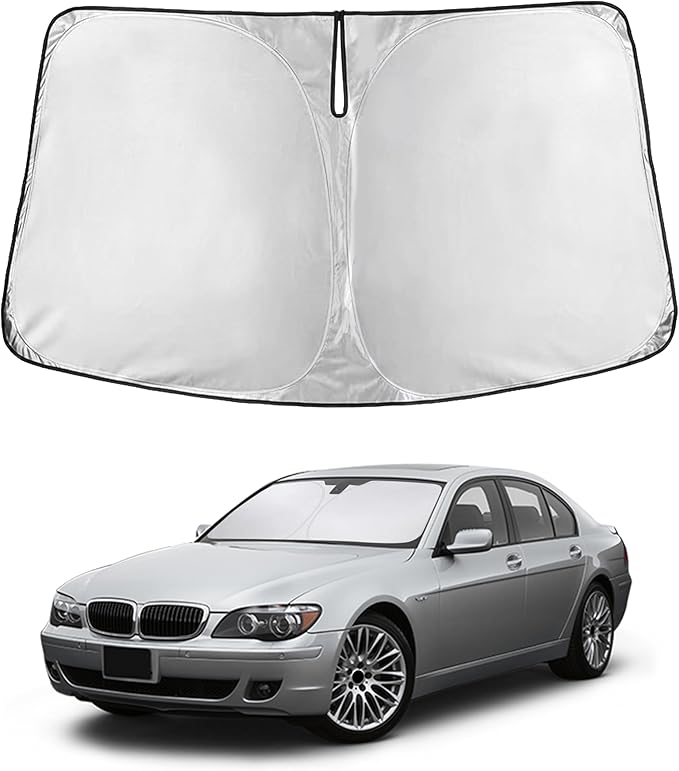 EcoNour Windshield Sunshade for BMW 7 Series E65 2001–2008 | Custom Fit Front Window Sun Shade | Blocks Harmful UV Rays & Reduces Heat | Foldable Sun Visor with Storage Pouch