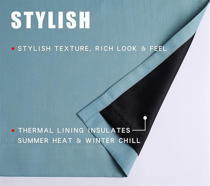 G2000 100% Blackout Curtains for Bedroom Living Room 84 Inches Long Teal - Room Darkening Window Grommet Thermal Lined Insulated Light Blocking Noise Reducing 2 Panels Set