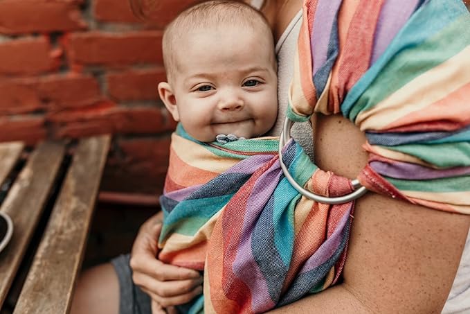 Hip Baby Wrap - Baby Carrier for Infants & Toddlers - Cotton Sling for Nursing, Baby Shower Gifts - Comfortable for Babies 8-35 lbs - Valentine Gifts for Her for Valentines Day - Summer Rainbow