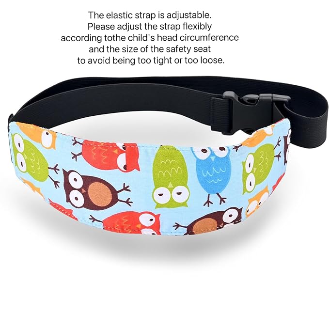 2-Pack Baby Head Support Straps, Cotton Ocean Theme with Fish and Anchor Prints, Adjustable Car Seat and Stroller Neck Support for Infants and Toddlers