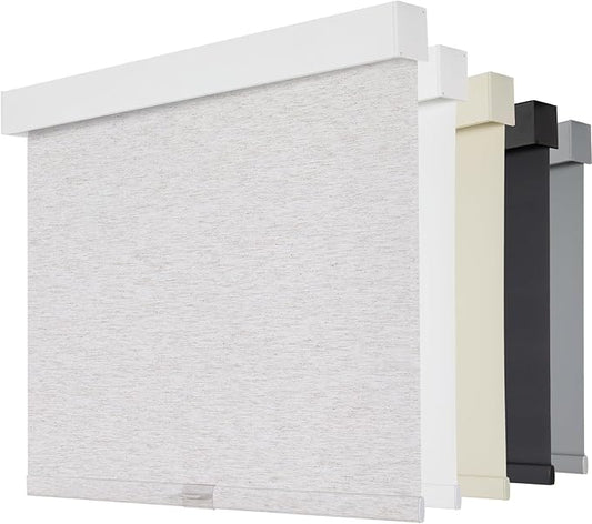 Persilux Cordless Blackout Roller Shades for Windows Blinds with Valance, Pull Down Thermal Insulated Fabric, UV Protection Shades for Home and Bedroom (Linen,60" W x 72" H)