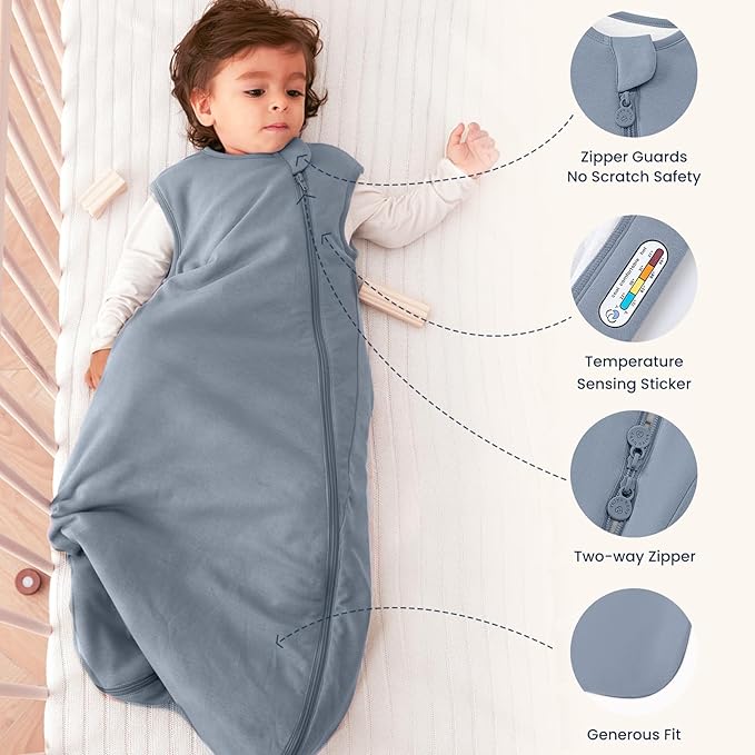 kaiya baby Unisex Sleeping Bag for Babies and Toddlers 1.0 Tog Sleep Sack 0-6 Months, Newborn Sleep Sack, Wearable Blanket Baby, One Piece Sleeveless Sleep Sack, Gifts for Baby