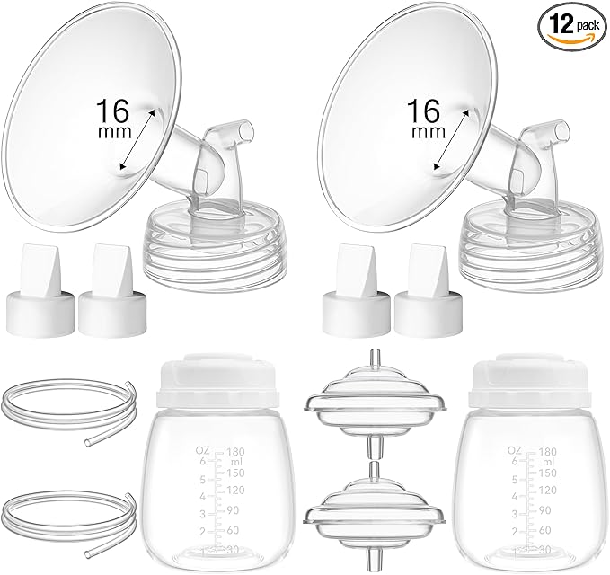 TOVVILD 16mm Replacement Pump Parts for Spectra S1 S2 9 Plus Synergy Gold Includes Flange Duckbill Valve Tubing Backflow Protector Bottle,Compatible with Motif Luna Cimilre Ameda MYA Pump