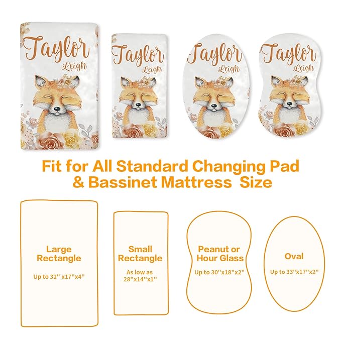 Custom Changing Pad Cover Set - Jersey Knit Ultra Soft Unisex Waterproof Diaper Changing Table Covers with Personalized Name for Baby Boys Girls - Comfy Cozy 2 Pcs Set Style05