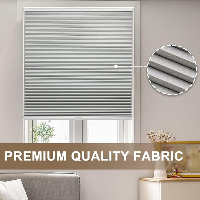 MYshade Cordless Blackout Cellular Shades, 1.5" Honeycomb Window Blinds for Bedroom & Nursery, Thermal Insulated, Noise Reducing, Privacy Shades, Inside or Outside Mount (44" W x 72" H, Grey)