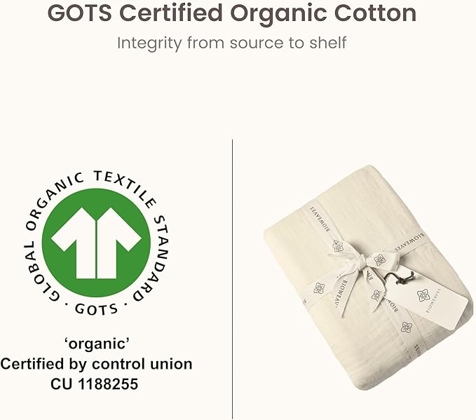 Bioweaves Organic Cotton Muslin Bassinet Sheet, GOTS Certified Extra Soft Fitted Sheet, Universal Fit for Oval Baby Bassinet Mattresses, 33" x 17", 4 Inch Pocket, Natural