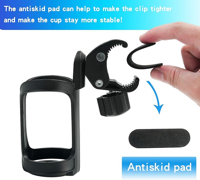 Universal Stroller Cup Holder, Upgrade Cup Holder for Walker, Attachable Bike Water Bottle Holder, Drink Holder Attachment for Wheelchair, Motorcycle, Scooter, Bicycle, Rolling Walker, Trolley
