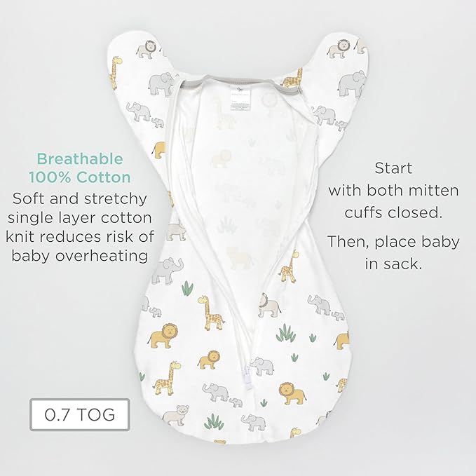Amazing Baby Transitional Swaddle Sack, Arms Up Half-Length Sleeves & Mitten Cuffs, Swaddle for Newborn Transition to Baby Sleep Sack Wearable Blanket, Small, 0-3 month, 6-14 lb, Pink Tiny Bows