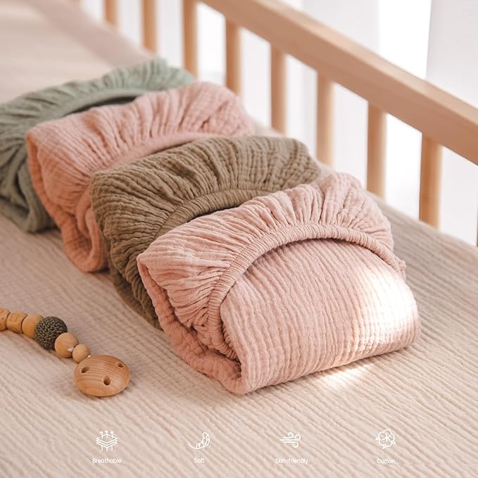lulumoon Muslin Changing Pad Cover: 2-Pack Soft Breathable Cotton Boho Bunny Print for Baby Boys Girls - Nursery & Baby Shower