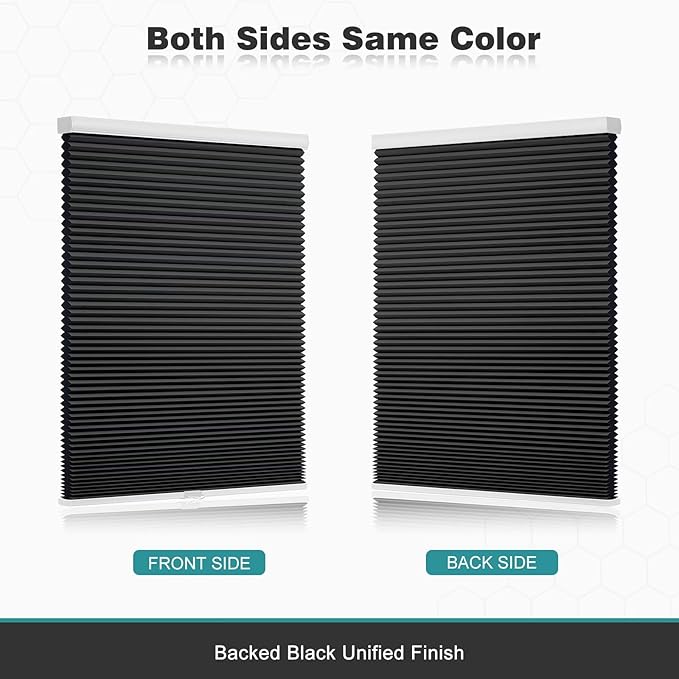 Changshade Cordless Cellular Shades, Blackout Honeycomb Shades for Windows, Pull Down Pleated Blinds, Easy to Install for Indoor Windows and French Doors,39" W x 72" H, Black