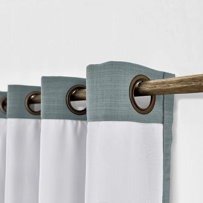 ChadMade 100W x 84L Inch Dark Grey Faux Linen Curtain Drapes with Blackout Lining, Room Darkening Antique Bronze Grommet Curtain for Sliding Glass Door Patio Door Living Room (1 Panel)