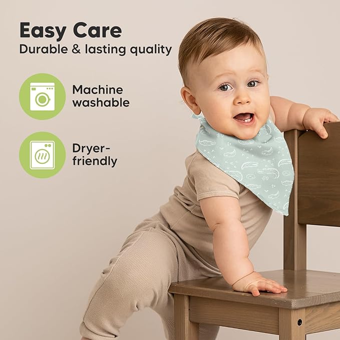 KeaBabies 8-Pack Organic Baby Bandana Bibs for Boys, Girls - Super Absorbent Triangle Baby Bibs for Drooling and Teething Infant, 100% Cotton Extra Soft for Newborn, Infant 0-36 Months (Wilderness)