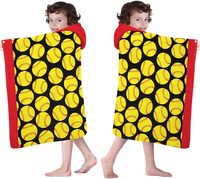 Hooded Poncho Towels for Kids - Ultra Soft 100% Cotton Softball Toddler Hood Bath Towels/Pool Terry Towel Beach Wrap Absorbent Cute Bath & Swim Wrap Gift for Boys & Girls 3-10 Years - Yellow