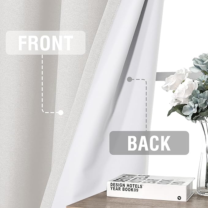 H.VERSAILTEX 100% Blackout Curtains for Bedroom Practical Full Blackout Linen Drapery - Enhance Your Home Decor and Saving Energy Curtains & Drapes 2 Panel Sets, 52x96 Inch, Heather Cloud(Not Solid)