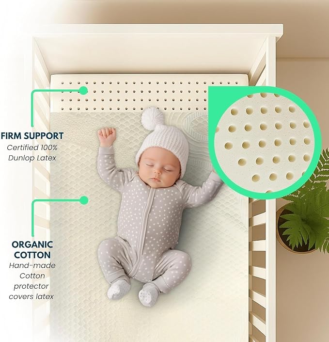 ORGANIC TEXTILES Organic Baby Mattress Topper with Organic Cotton Cover - GOLS/GOTS Certified - Breathable - 2" Standard (52"x28")