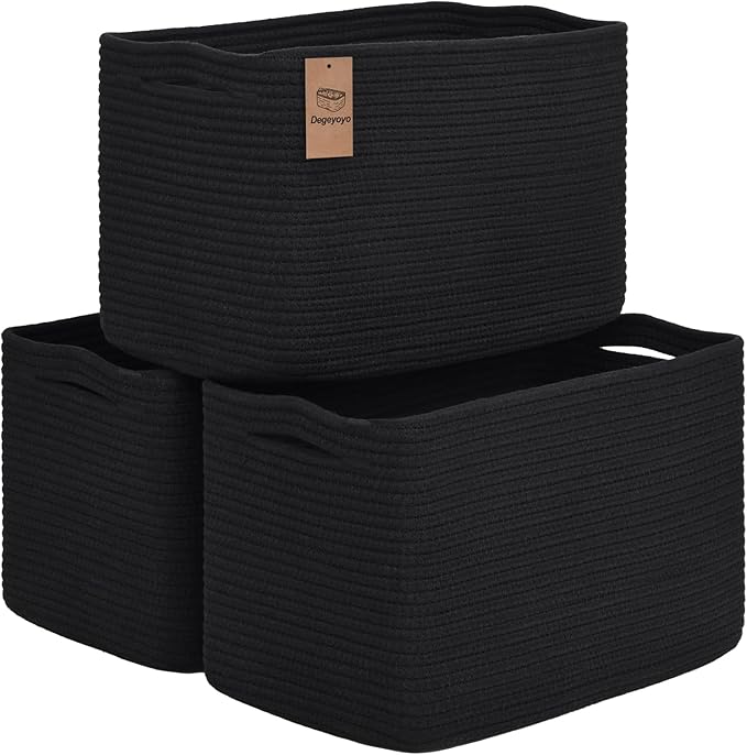 Woven Storage Baskets, Baskets for Organizing, 3 Pack Woven Basket for Storage, Storage Baskets for Shelf, Towel, Toy, Book, Closet, Baby 15"×10"×9"