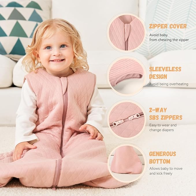 Yoofoss Baby Sleep Sack 6-12 Months TOG 2.5 Winter Baby Wearable Blanket, 100% Organic Cotton Infant Sleeping Sack 2-Way Zipper Warm Quilted Sleep Sack