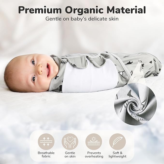 Mama Cheetah Organic Baby Swaddle Blanket, Adjustable Newborn Swaddle Sleep Sacks, Easy Swaddles for Boys and Girls 0-3 Months, Nursery Swaddling Essentials, 3-Pack